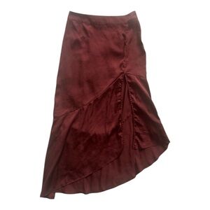 Free People Asymmetrical Burgundy Skirt